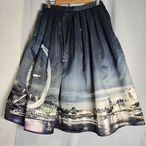 Scenic Print Pleated Skirt